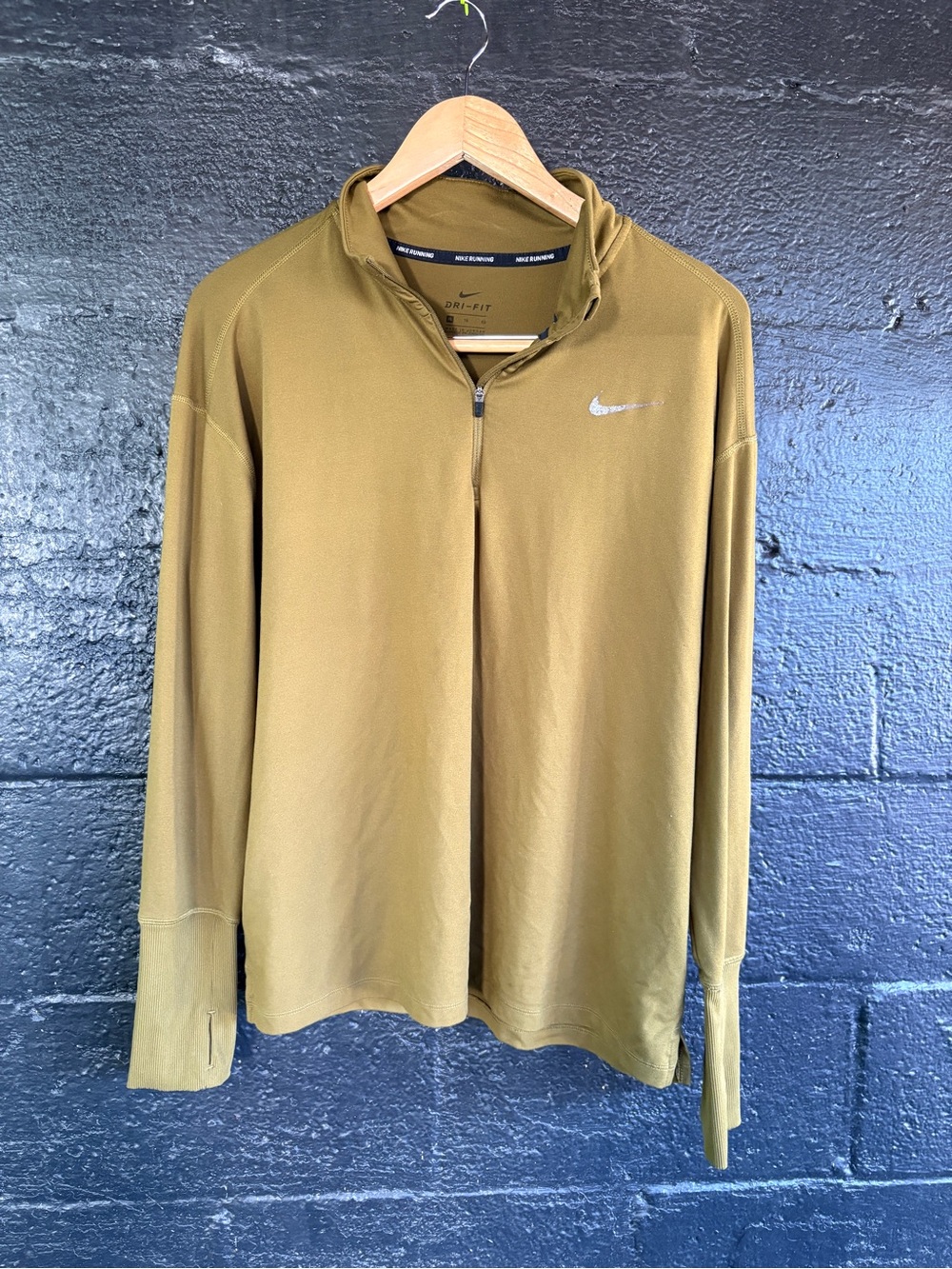 Nike Olive Green Long Sleeve Quarter-Zip Running Top